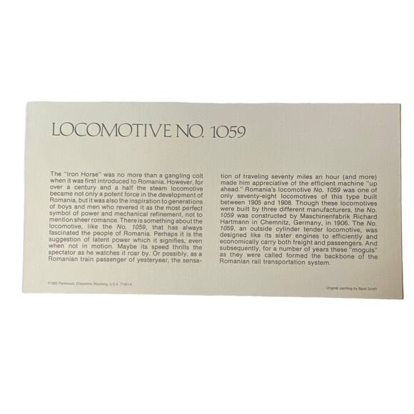1906 Locomotive No 1039 Romania Stamp Basil Smith Print Issued 1979 Train - Picture 3 of 4